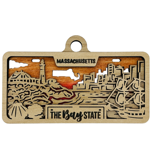 Massachusetts License Plate Ornament